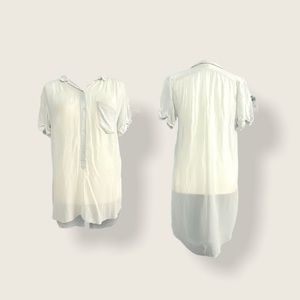 Aritzia Wilfred 100% Silk Light Blue Sheer Blouse